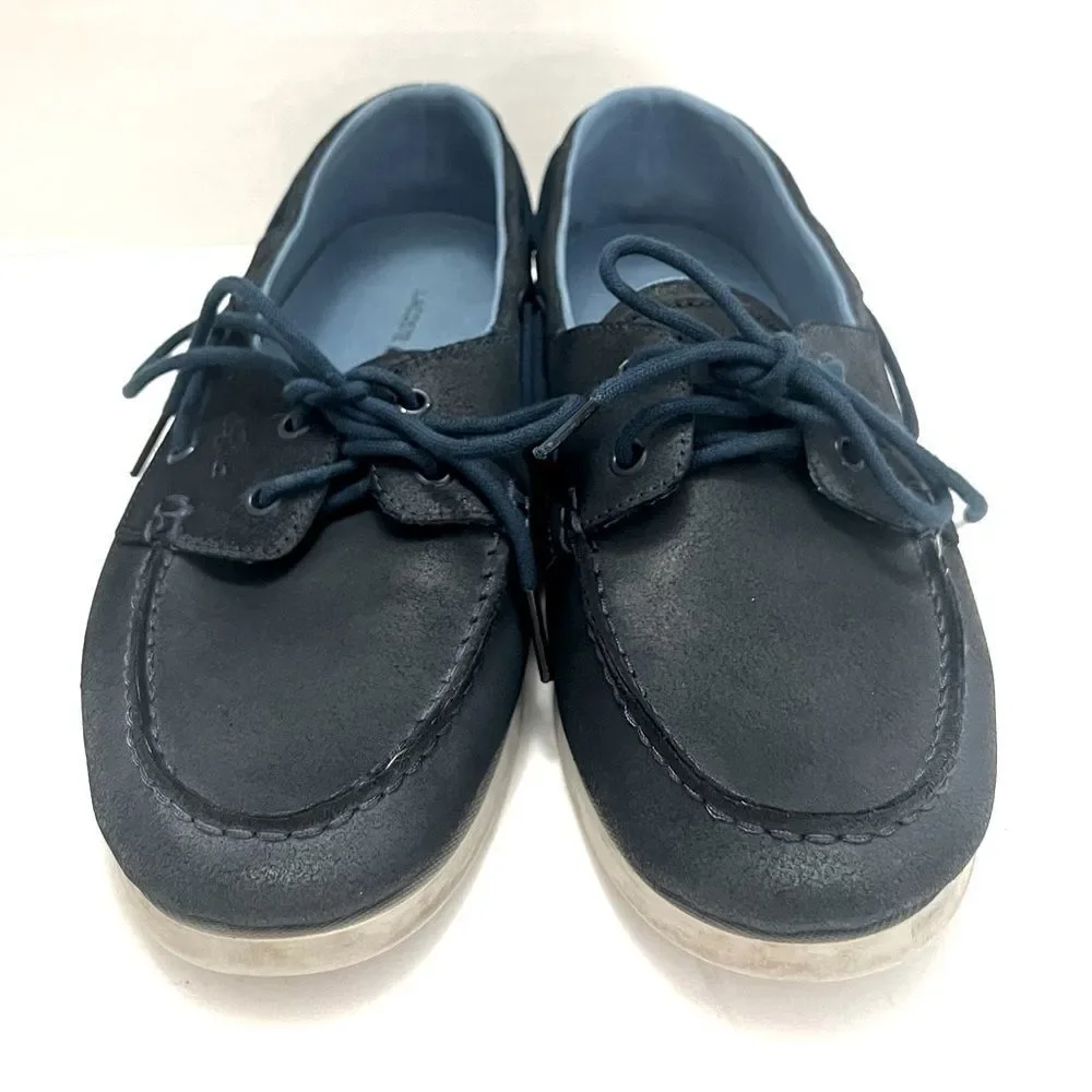 Lacoste Navire Leather Boat Shoes Men Sz 9.5 Blue Preppy Designer Casual Coastal
